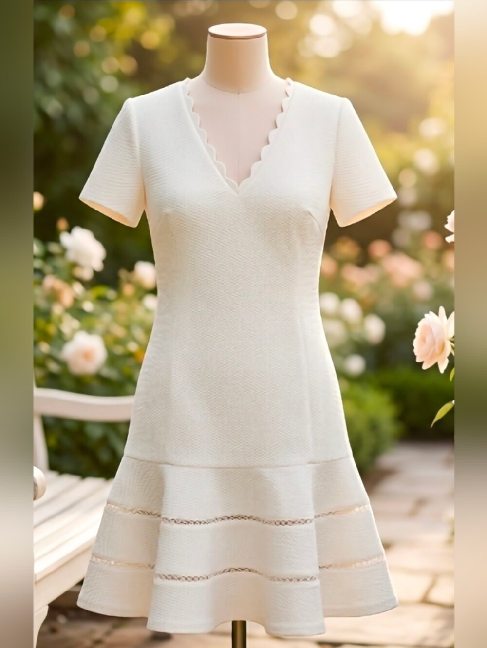 Rebecca Taylor White Textured Fit-and-Flare Mini Dress